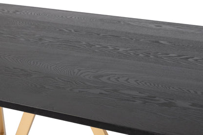 Mesa comedor mdf metal negra dorada 180x90x75 cm