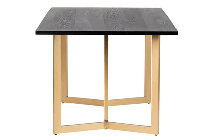 Mesa comedor mdf metal negra dorada 180x90x75 cm