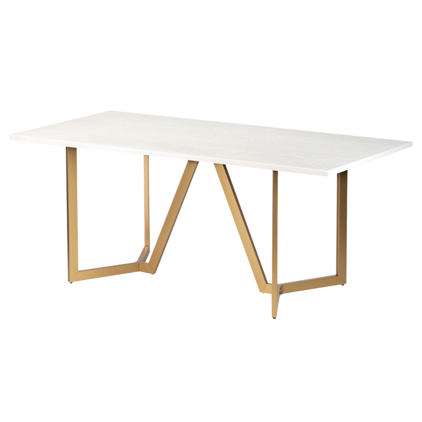 Mesa comedor mdf metal blanca dorada 180x90x75 cm