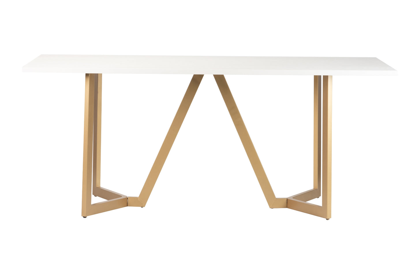 Mesa comedor mdf metal blanca dorada 180x90x75 cm