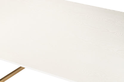 Mesa comedor mdf metal blanca dorada 180x90x75 cm