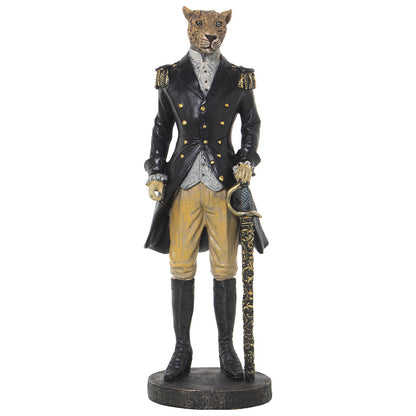 Figura resina leopardo con traje 15x13x43cm Delroy