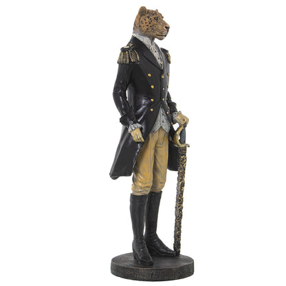 Figura resina leopardo con traje 15x13x43cm Delroy