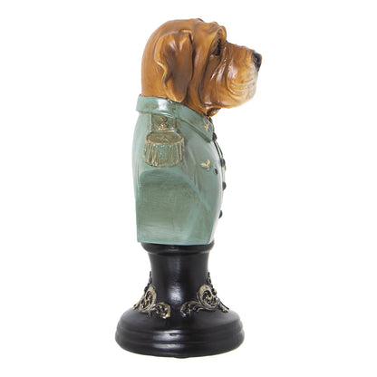 Figura resina busto perro uniforme 15x12x26cm Delroy