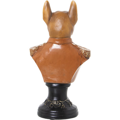 Figura resina busto perro uniforme 16x11x30cm