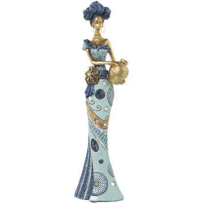 Figura resina africana azul/dorada 14x9x46cm Delroy