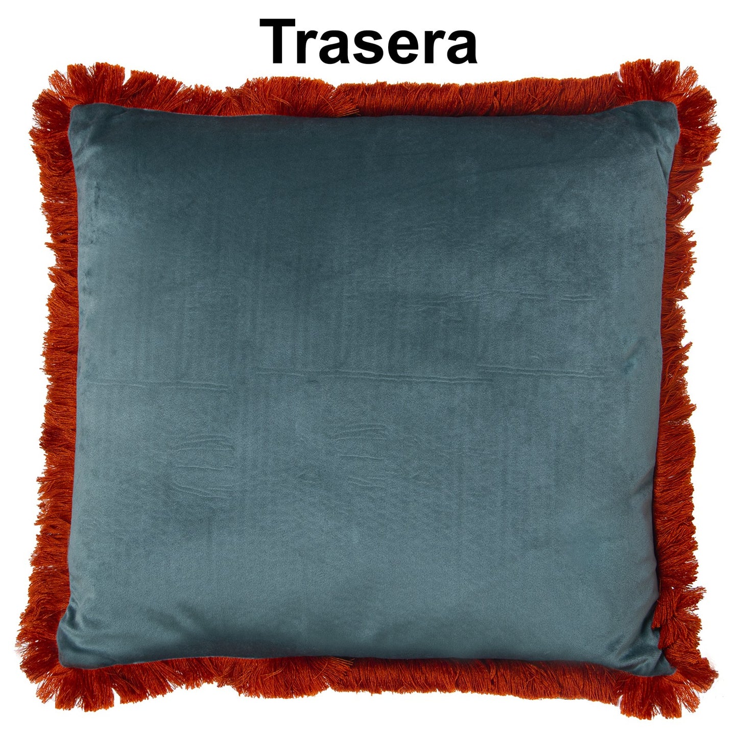 Fringe velvet cushion and cover 45x45 Maia