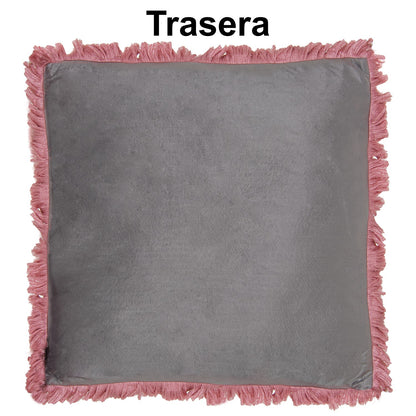 Fringe velvet cushion and cover 45x45 Maia