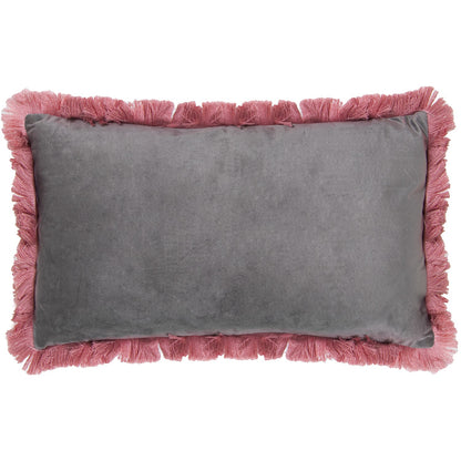 Fringe velvet cushion and cover 50x30 Maia