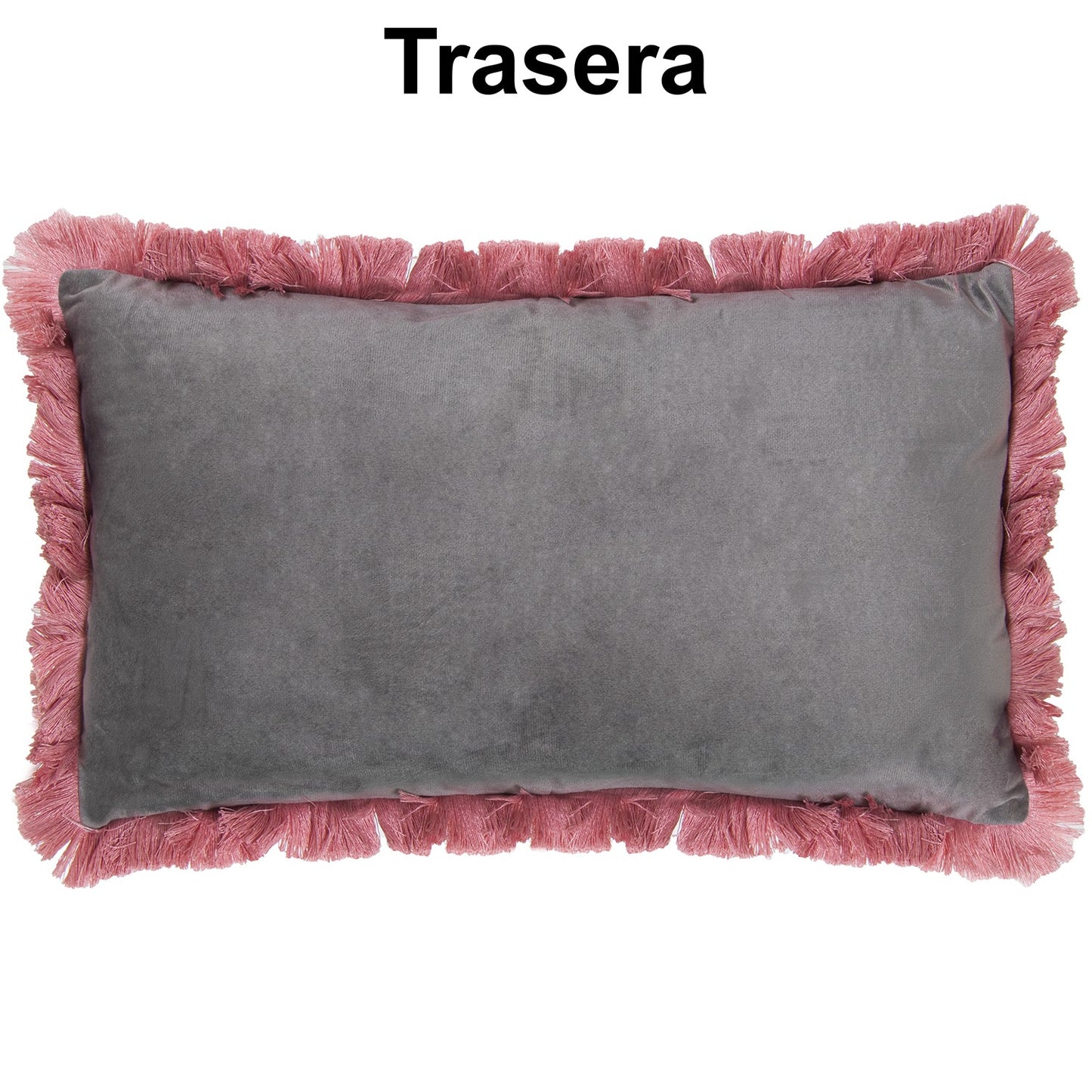 Fringe velvet cushion and cover 50x30 Maia