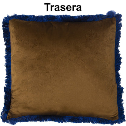 Fringe velvet cushion and cover 45x45 Maia