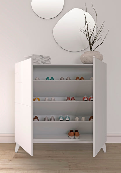 Beech wood and melamine shoe rack 90x27x90 cm León 