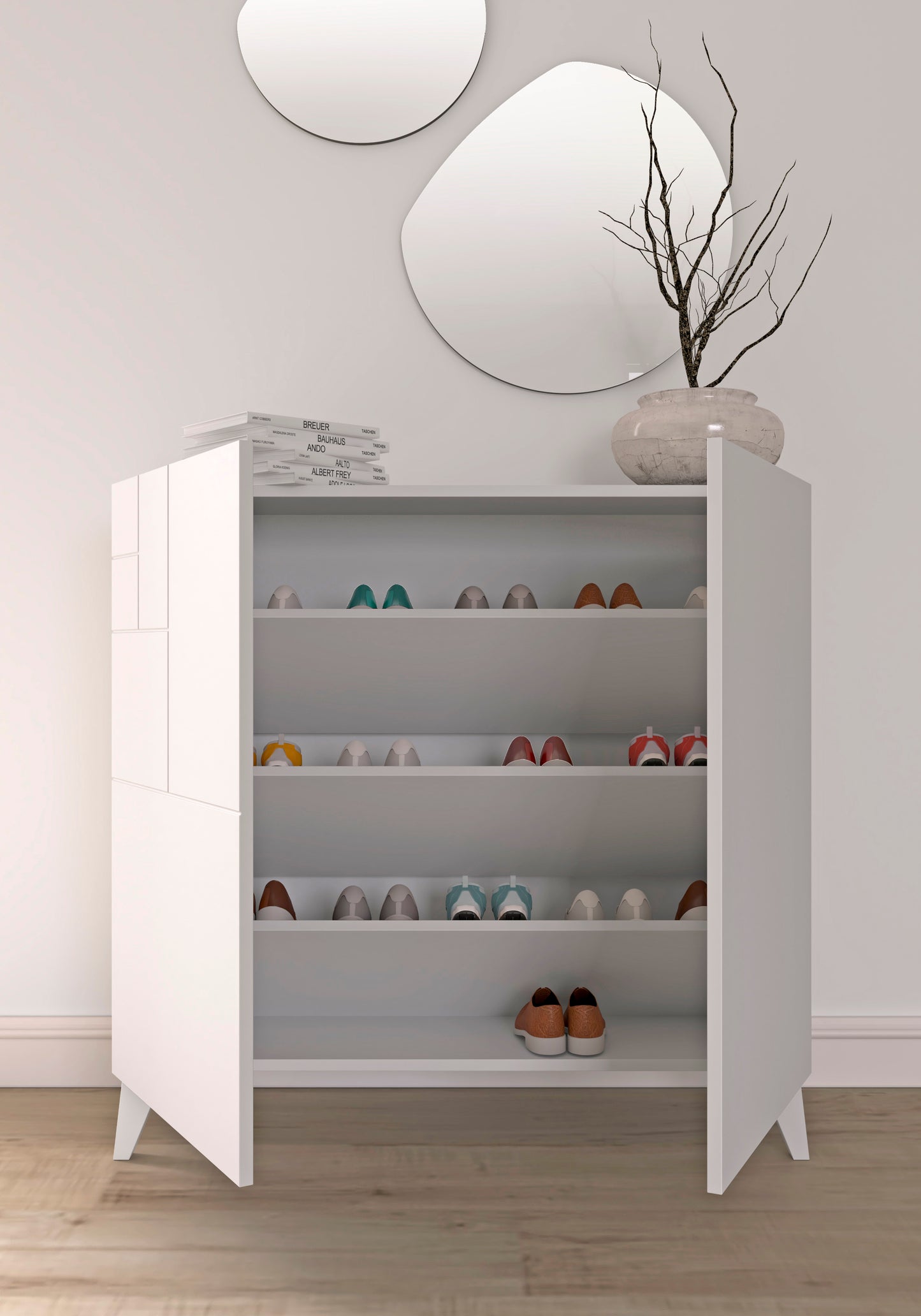 Mueble zapatero multifunción blanco zapatos