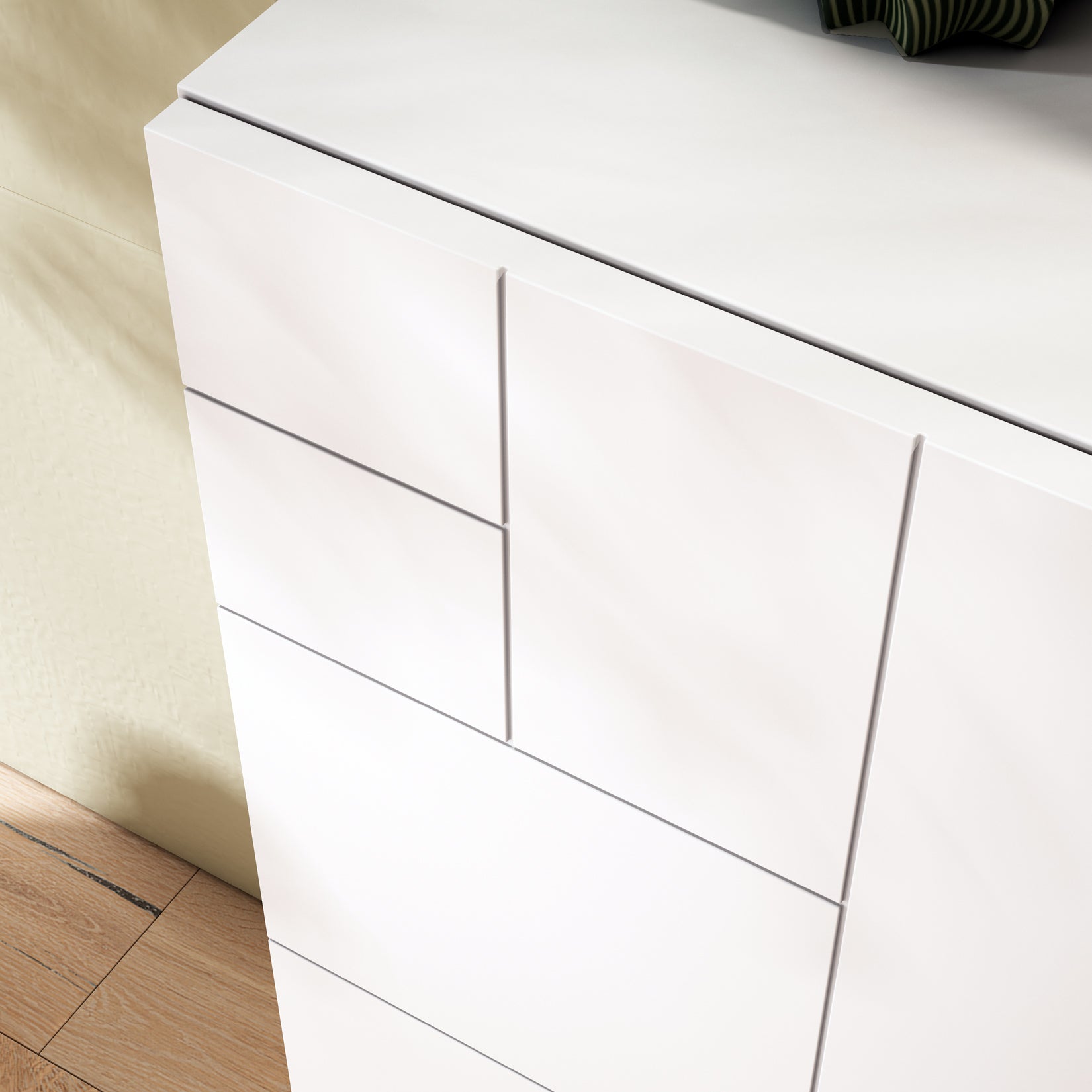 Mueble zapatero multifunción blanco detalle