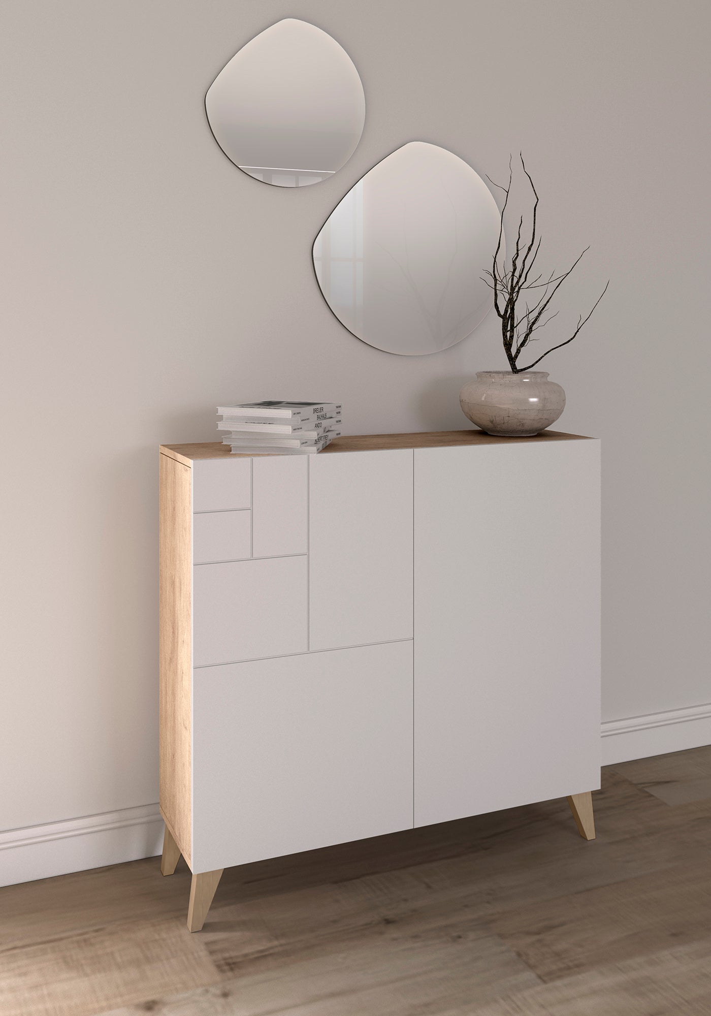 Zapatero multifunción melamina 90x27x87 cm Roble | Puertas en varios colores