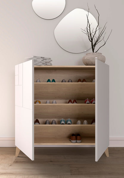 Zapatero multifunción melamina 90x27x87 cm Roble | Puertas en varios colores