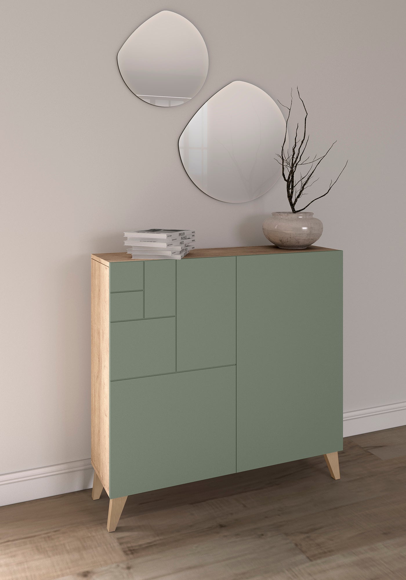 Zapatero multifunción melamina 90x27x87 cm Roble | Puertas en varios colores
