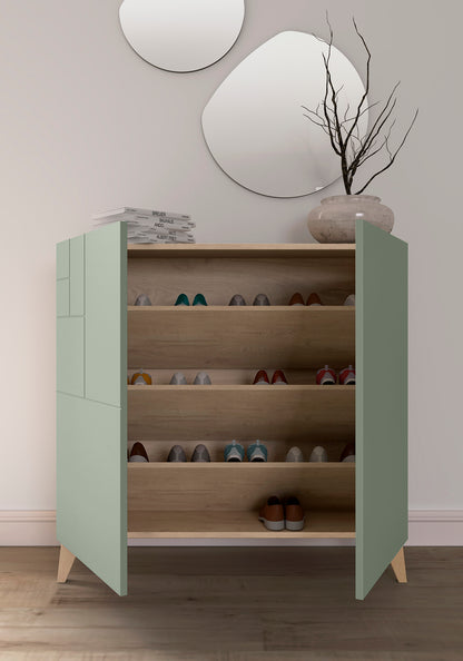 Zapatero multifunción melamina 90x27x87 cm Roble | Puertas en varios colores