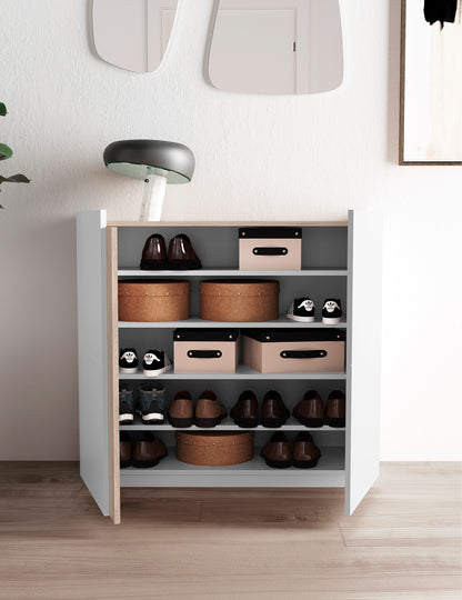 Shoe rack made of beech wood and melamine 95x35x90 cm Lorenzo