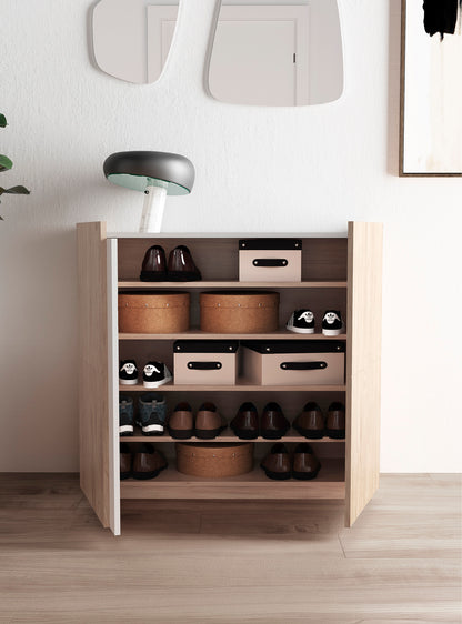 Shoe rack made of beech wood and melamine 95x35x90 cm Lorenzo