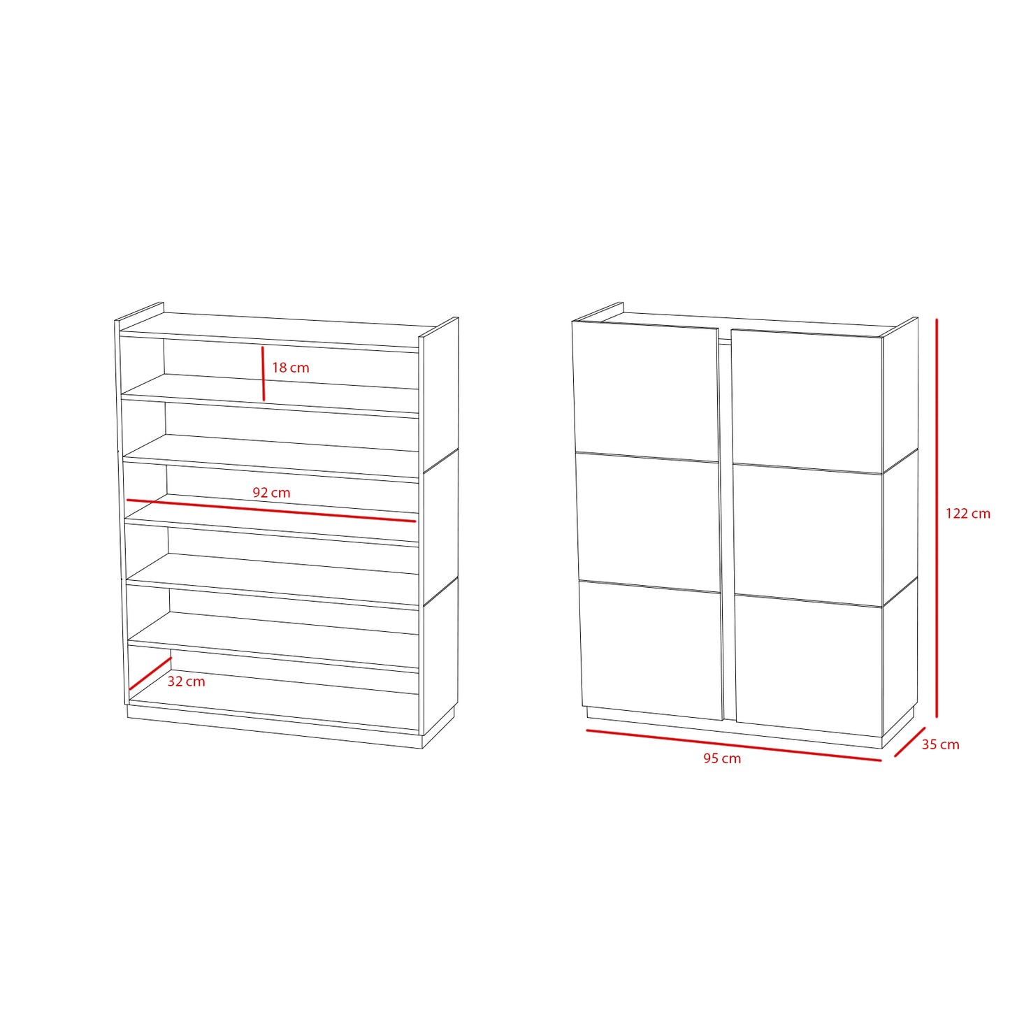 Shoe rack made of beech wood and melamine 95x35x122 cm Lorenzo