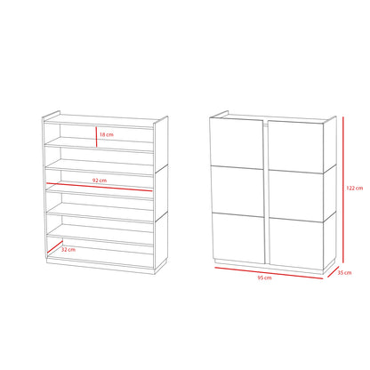 Shoe rack made of beech wood and melamine 95x35x122 cm Lorenzo