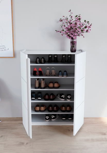 Shoe rack made of beech wood and melamine 95x35x122 cm Lorenzo