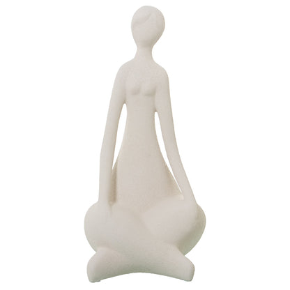 Figura de Mujer Sentada en Cerámica Beige Arena Elegancia y Serenidad Delroy