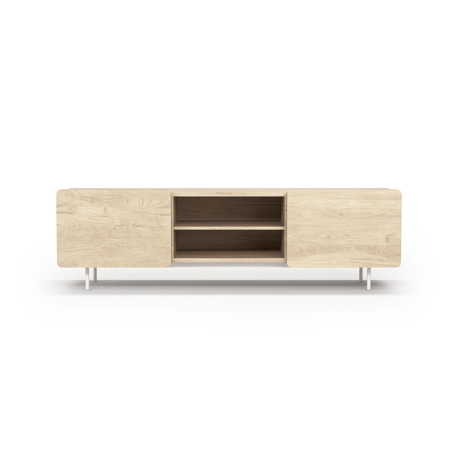 Beech wood and melamine TV cabinet 180x44x54 cm Milo