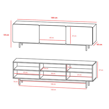 Mueble TV de melamina 180x44x54 cm Nicolas