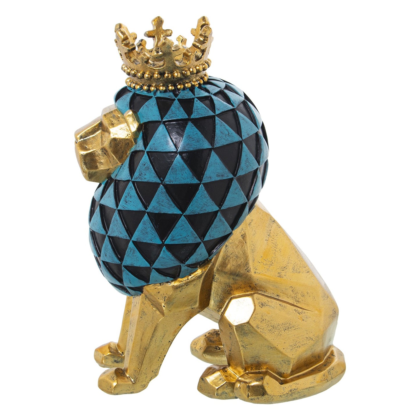 Figura resina león dorado y azul 13x19x26cm Delroy