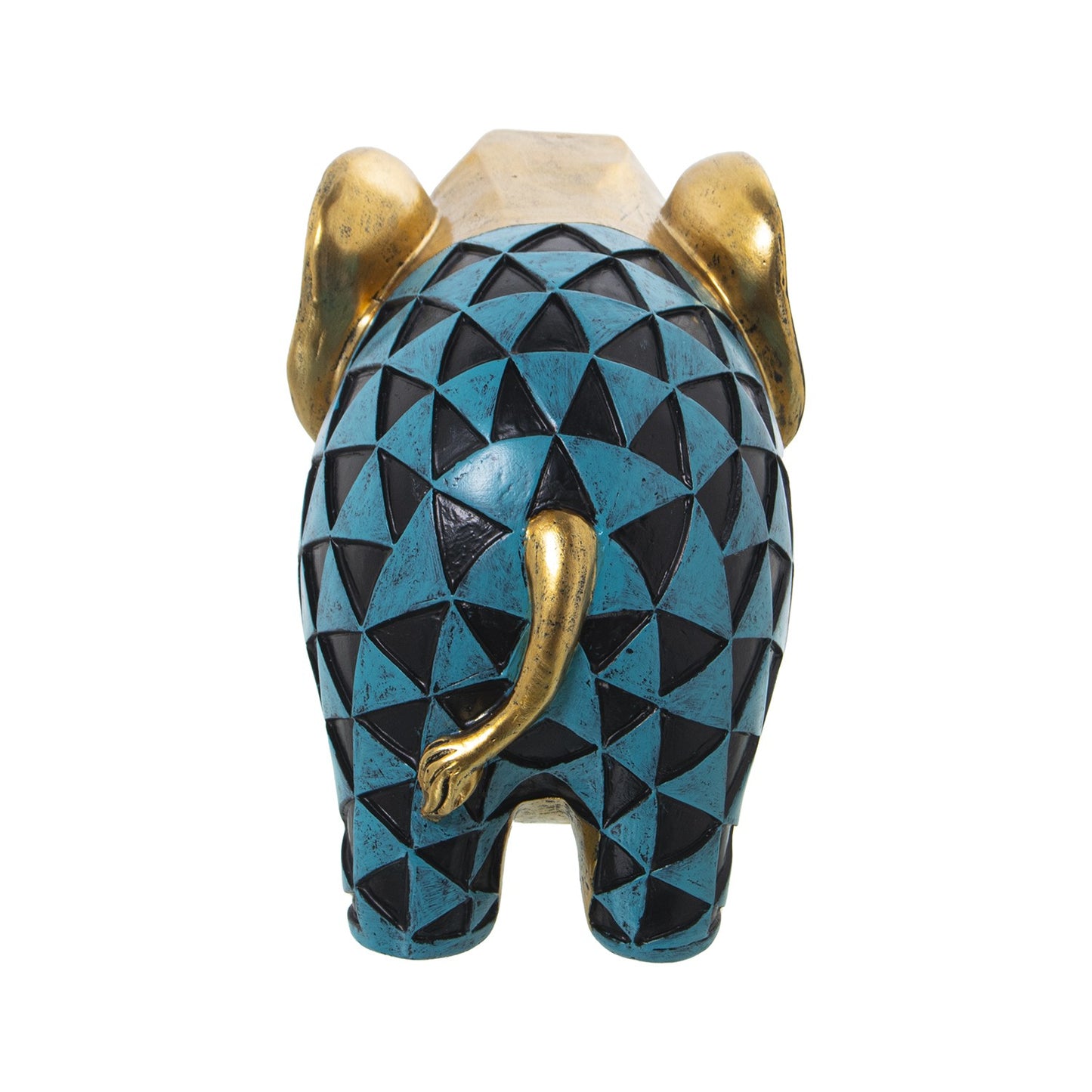 Figura resina elefante dorado y azul 22x12x16cm Delroy