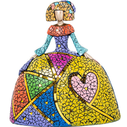 Figura resina Menina mosaico colores 27x15x28cm Delroy