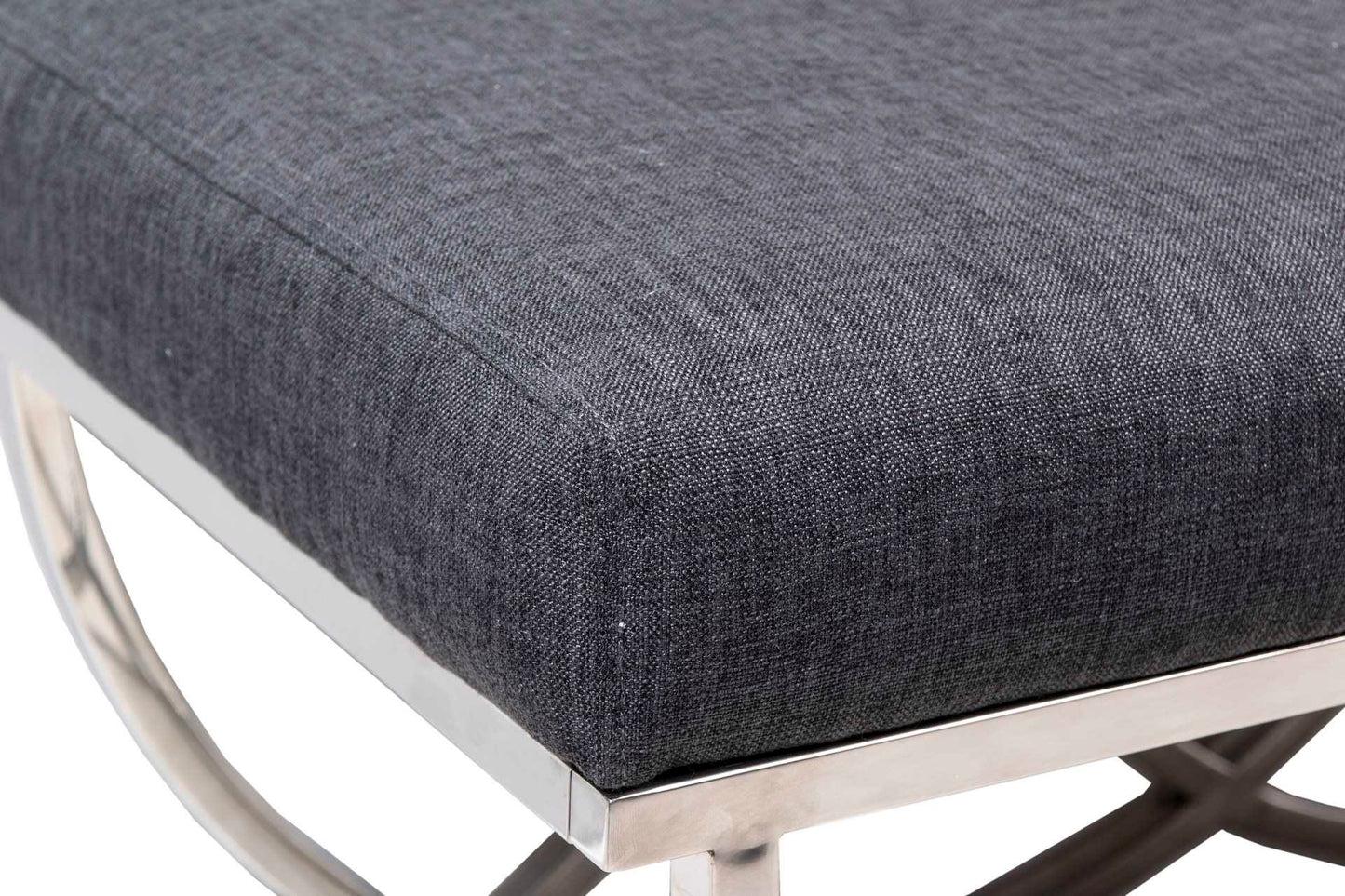 Pie de cama inox.  y lino negro 142x46x46 cm Burke