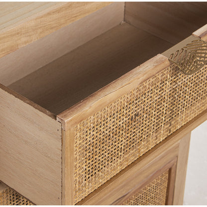 Chest of drawers made of rattan pine wood and MDF with 3 drawers 80x40x80 cm Ana