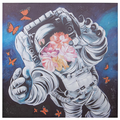 40% hand painted painting Butterflies in space 100x100 cm