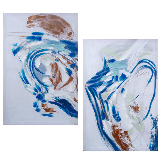 Cuadro 40% pintado a mano abstracto Azul sobre blanco 60x90 cm