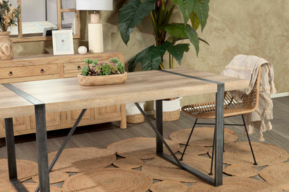 Mesa de Comedor Madera-Metal Natural 180x90x76 cm