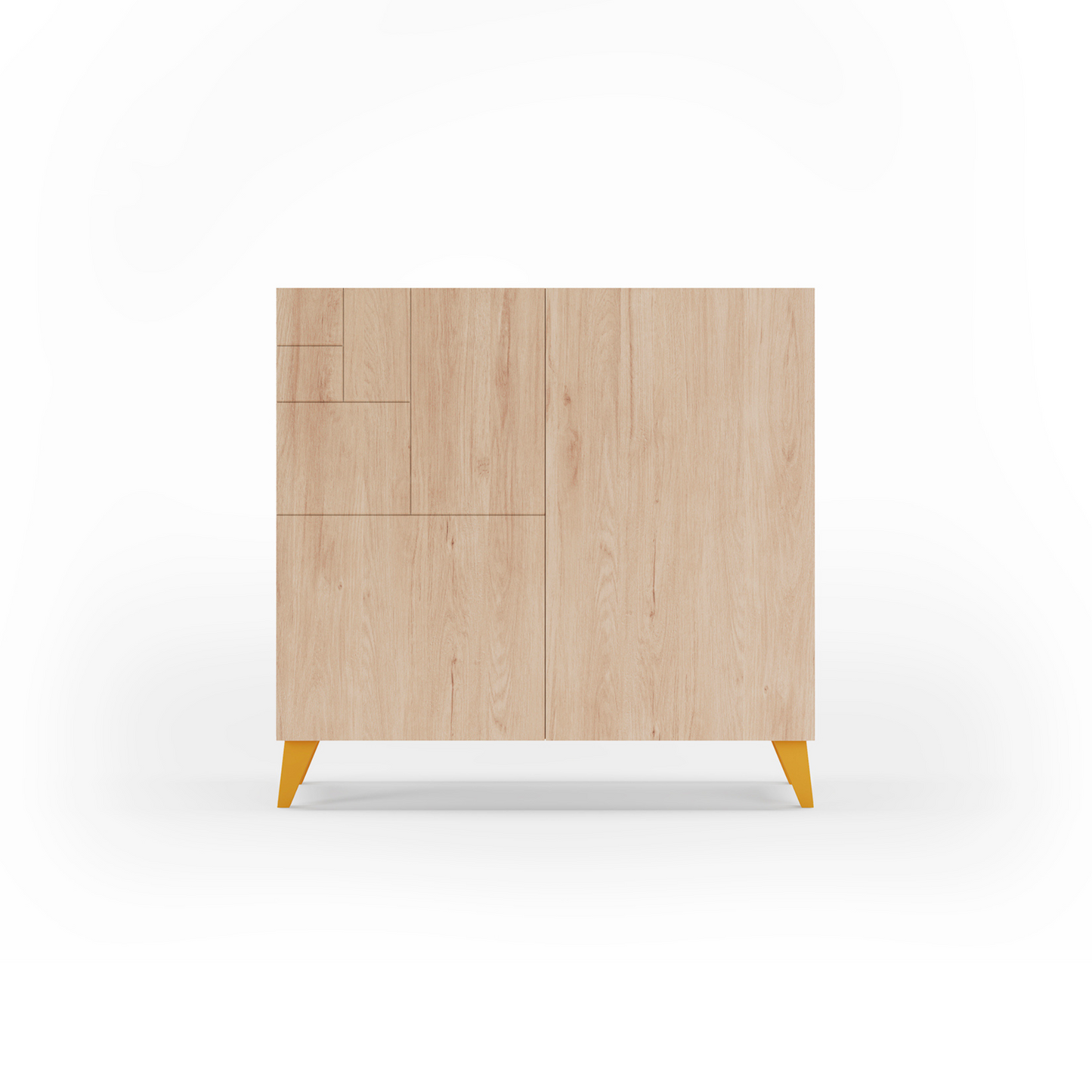 Zapatero multifunción melamina 90x27x87 cm Roble | Patas en varios colores