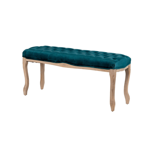 Pie cama velvet capitone patas madera 110x36x47 cm Burke