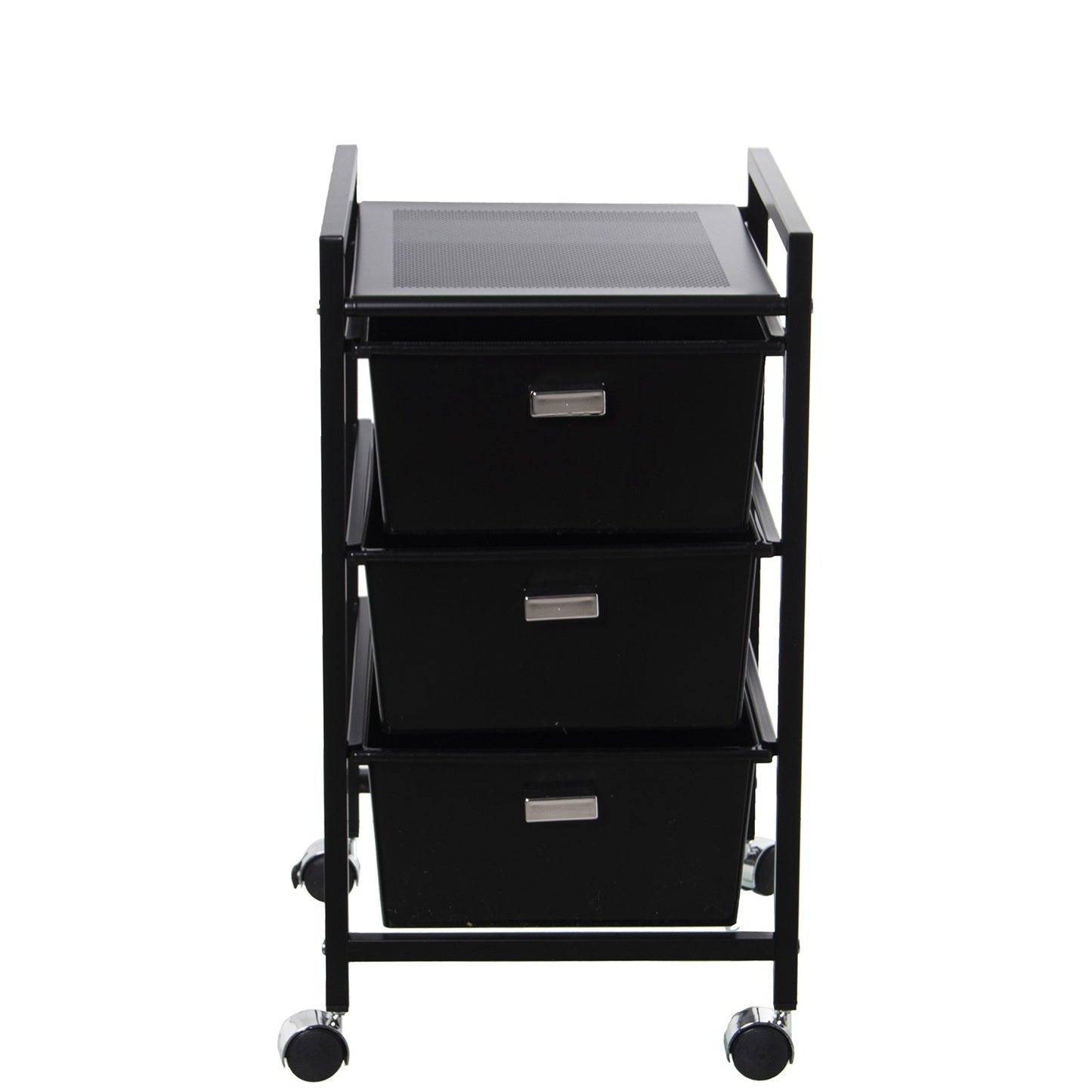 Bathroom trolley in matte black metal and PP wood 33x39x58 cm Salvador