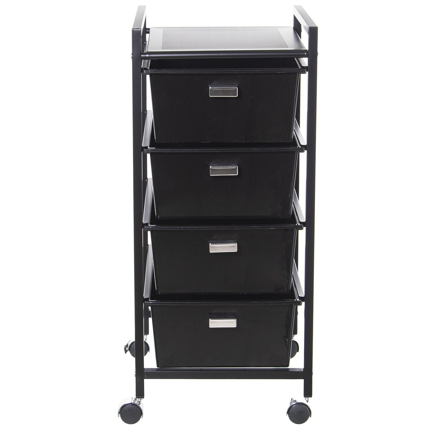 Bathroom trolley in matte black metal and PP wood 33x39x73 cm Salvador