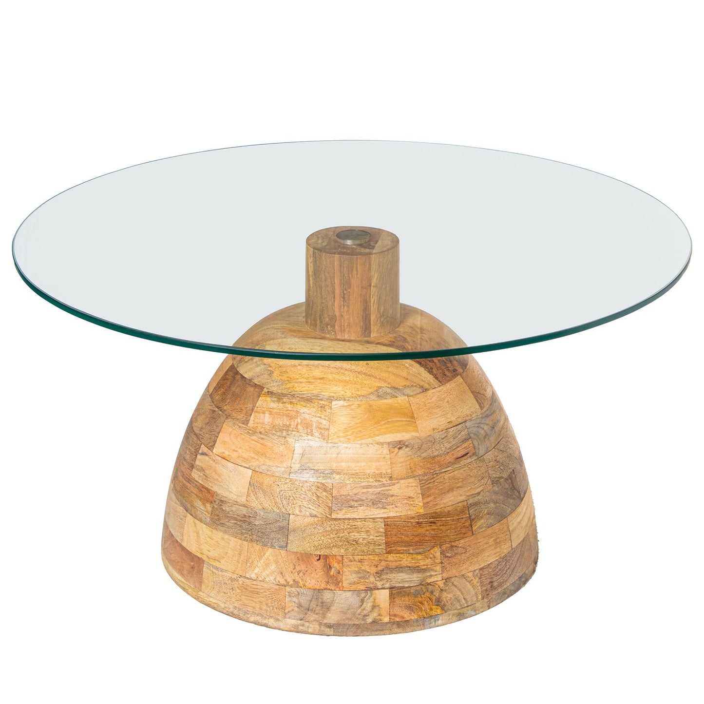 Mesa de centro de madera de mango y cristal 78x41 cm Bayless