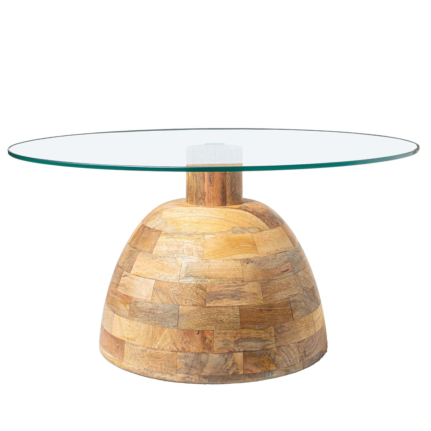 Mesa de centro de madera de mango y cristal 78x41 cm Bayless