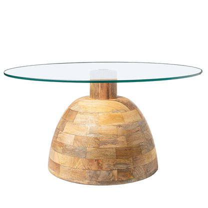 Mesa de centro de madera de mango y cristal 78x41 cm Bayless