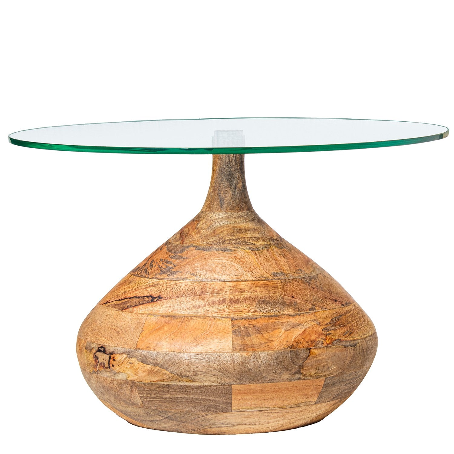 Mesa auxiliar de madera de mango y cristal 57x39 cm Bayless