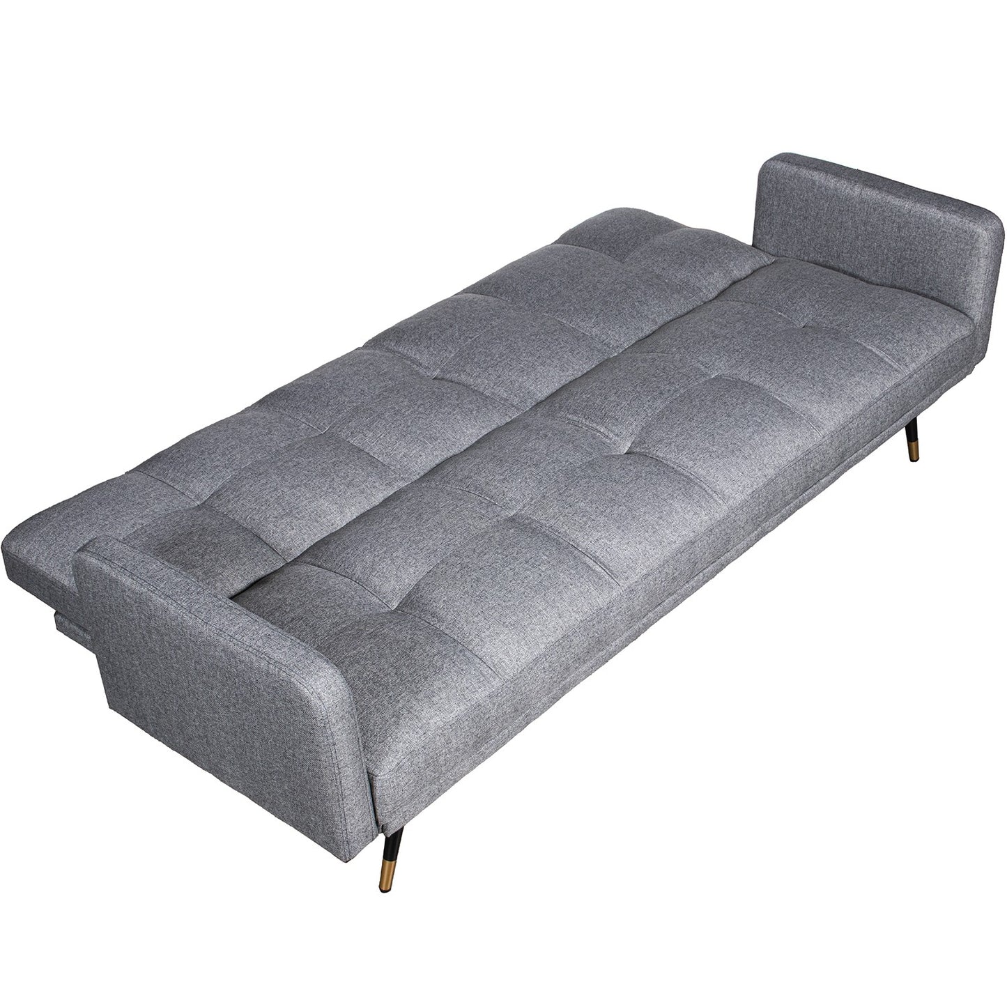 Sofá cama 3 plazas poliéster con patas de metal negro/oro 193x83x75cm Chamonix