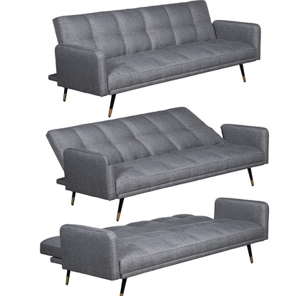 Sofá cama 3 plazas poliéster con patas de metal negro/oro 193x83x75cm Chamonix