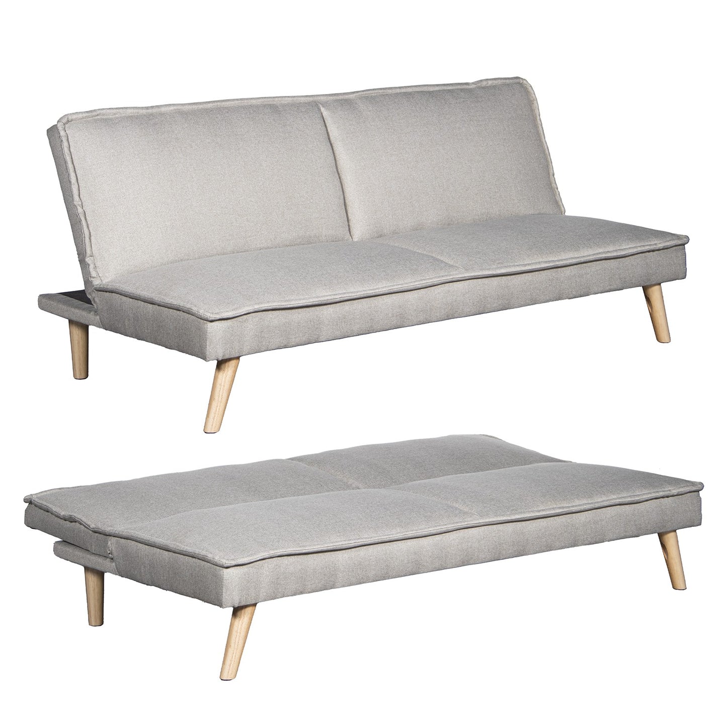 Sofá cama 3 plazas poliéster patas madera sin brazos 180x84x72cm Chamonix