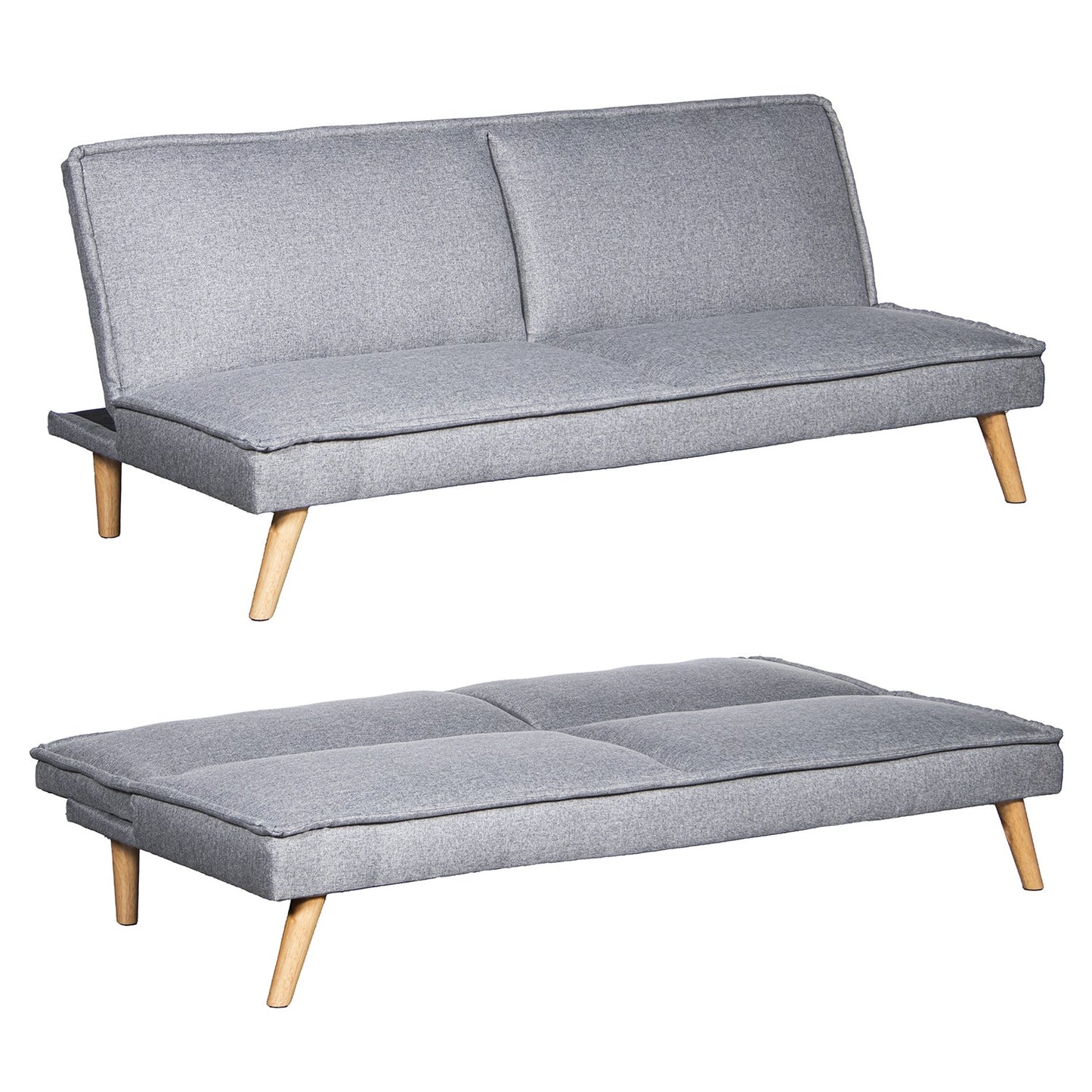 Sofá cama 3 plazas poliéster patas madera sin brazos 180x84x72cm Chamonix